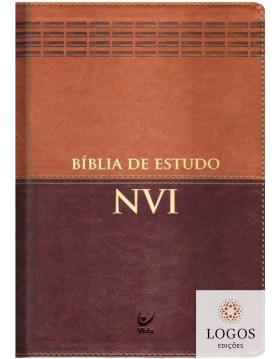 Bíblia de Estudo NVI - edição de luxo - capa PU castanho e caramelo. 9788000004877