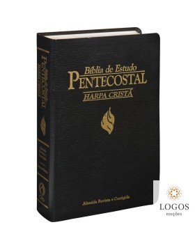Bíblia de Estudo Pentecostal com harpa - média - capa luxo preto. 2082083580004